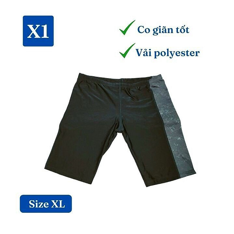 Quần bơi nam lửng từ 35-60kg - chất vải polyester - quần có dây rút cho bé trai béo phì