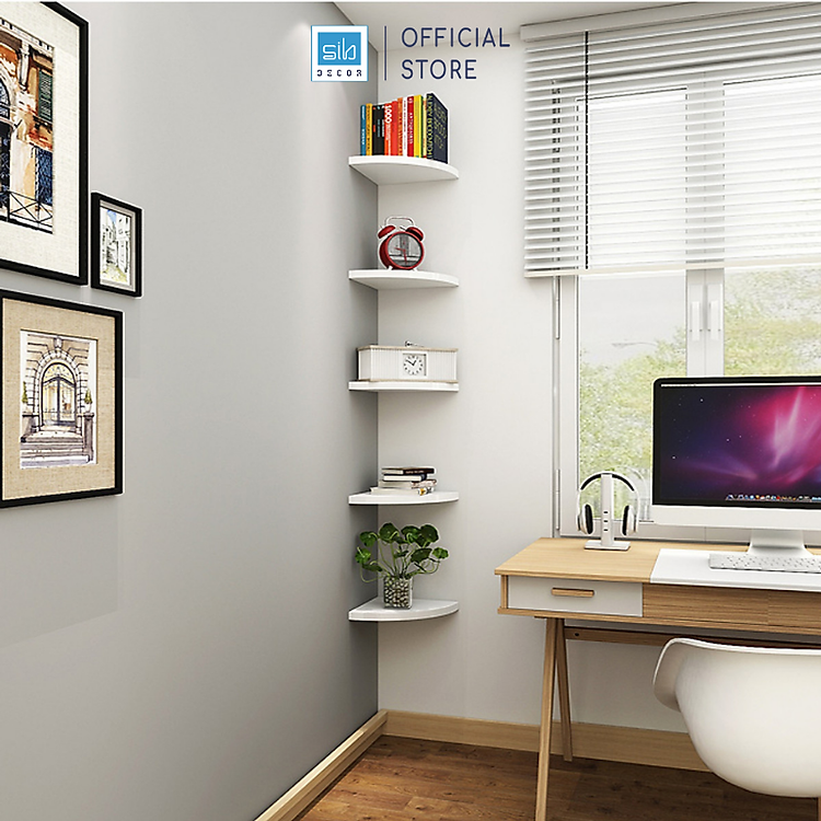 Bộ 3 Kệ Trang Trí Treo Góc Tường SIB DECOR Hình Cung Tròn KT111