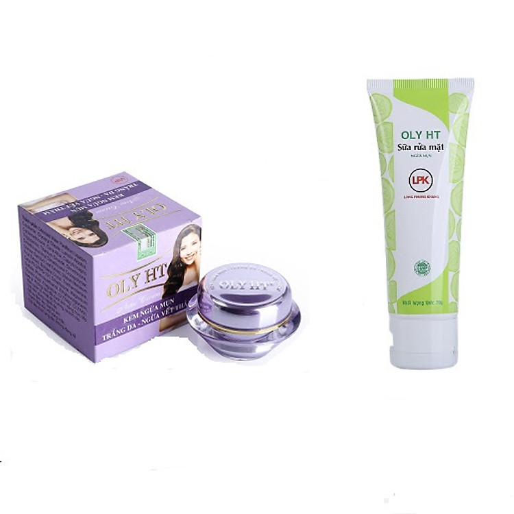 COMBO KEM NGỪA MỤN - TRẮNG DA - NGỪA VẾT THÂM 25g & SỮA RỬA MẶT NGỪA MỤN - TRẮNG DA 70g OLY HT (HÀNG CHÍNH HÃNG) CÓ CHỐNG NẮNG