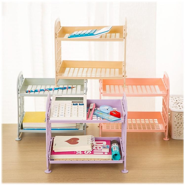 Kệ Nhựa Mini 2 Tầng Để Bàn Đựng Đồ Đa Năng