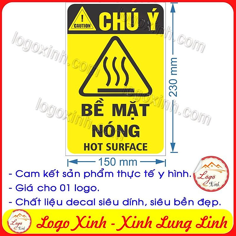 LOGO TEM STICKER BIỂN CẢNH BÁO BỀ MẶT NÓNG KHÔNG CHẠM VÀO- HOT SURFACE - BIỂN CẢNH BÁO AN TOÀN LAO ĐỘNG