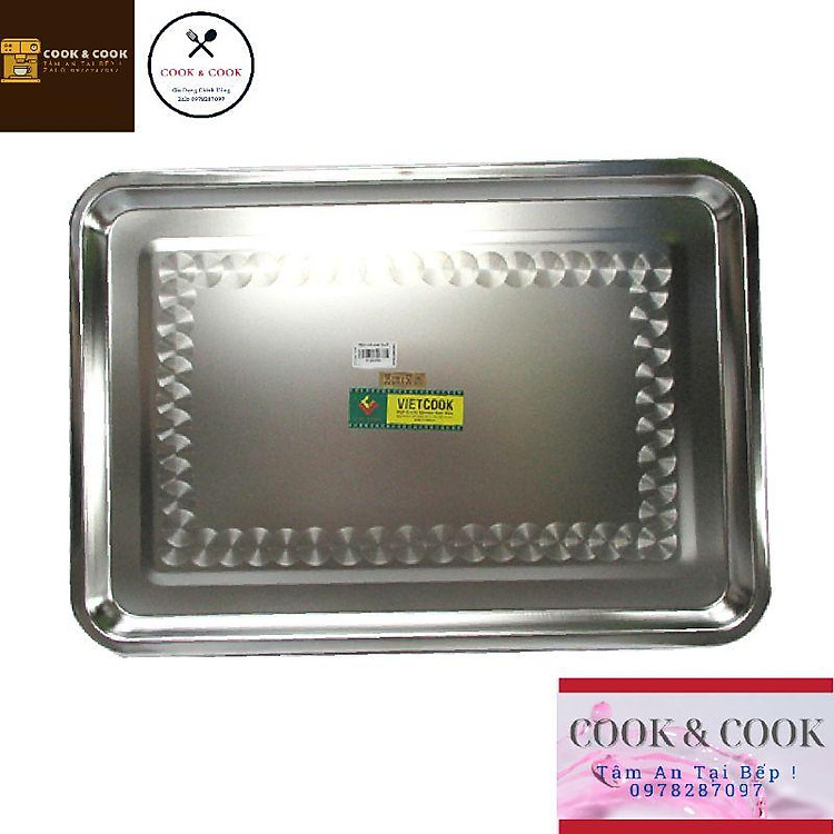 Khay mâm chữ nhật inox size 30x40, 35x50 cm loại dầy