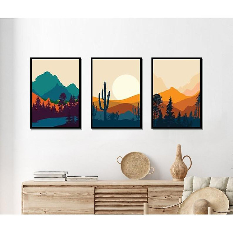Combo 3 Tranh decor Bình minh trên núi