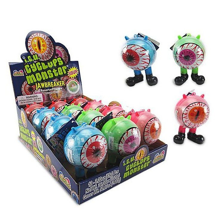 Lốc 12 Kẹo gum Jawbreaker Kidsmania ICU Cyclops Monster 85gr
