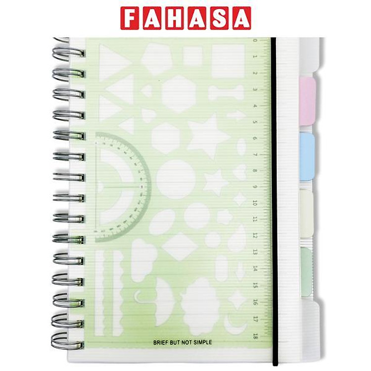 Sổ Lò Xo Kèm Thước Khuôn Đa Năng - Kẻ Ngang - 240 Trang - Jingu Stationery 5435 - Màu Xanh Lá
