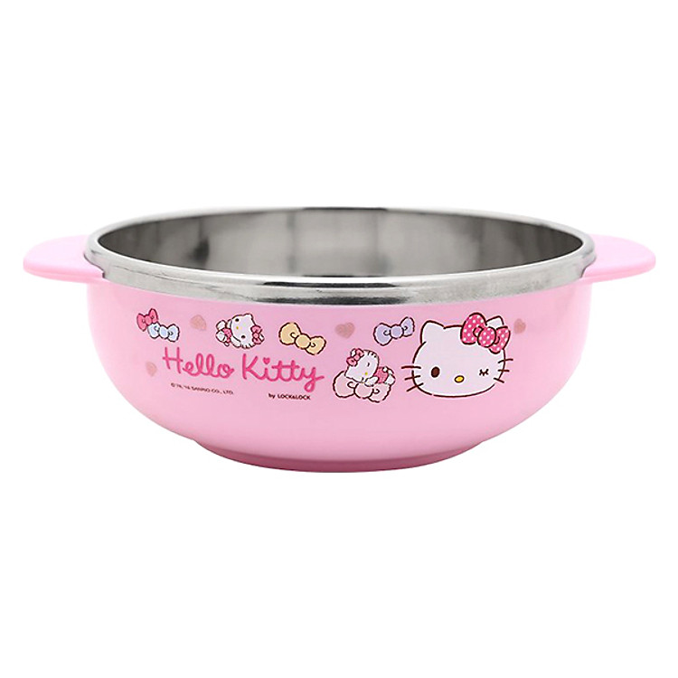 Bát Đựng Soup Cho Bé Bằng Thép Không Gỉ Có Tay Cầm Hello Kitty LKT424 (15.5 x 12 x 5 cm) - Hồng