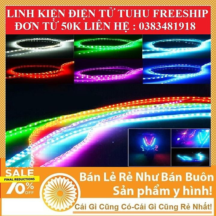 Đèn Led Dây Dán Xe Máy 12V- Nháy Đuổi, Chống Nước led trang trí tết led nháy đẹp