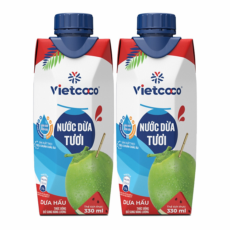 COMBO 2 HỘP NƯỚC DỪA TƯƠI DƯA HẤU UHT VIETCOCO 330ML