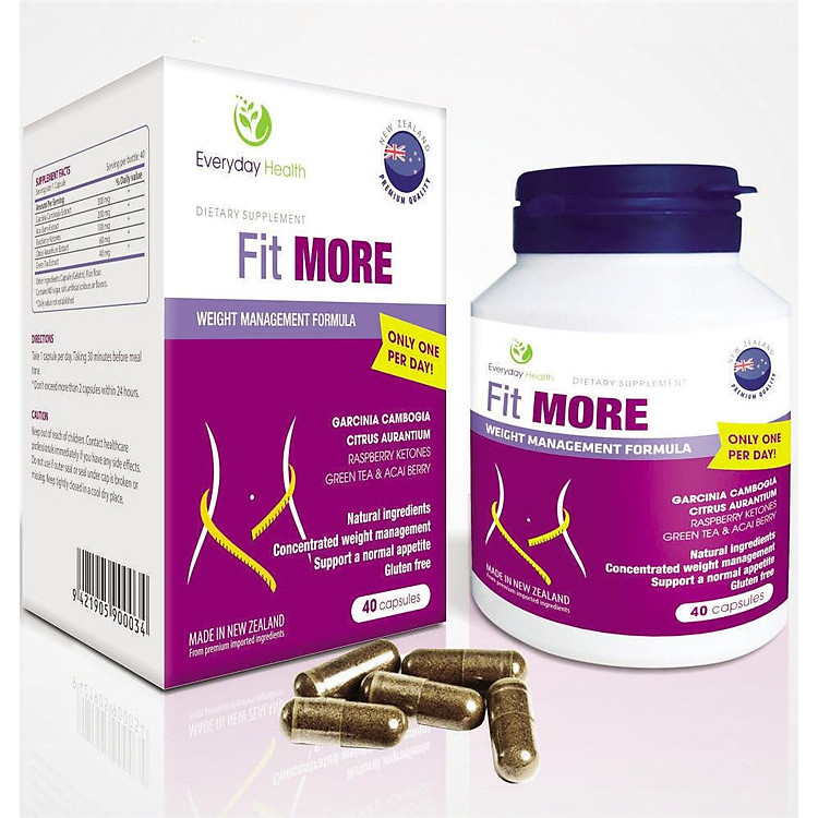 Viên uống giảm cân nhập khẩu chính hãng New Zealand FIT MORE (40 viên) hỗ trợ giảm cân an toàn, tăng cường chuyển hóa chất béo, ức chế cảm giác thèm ăn