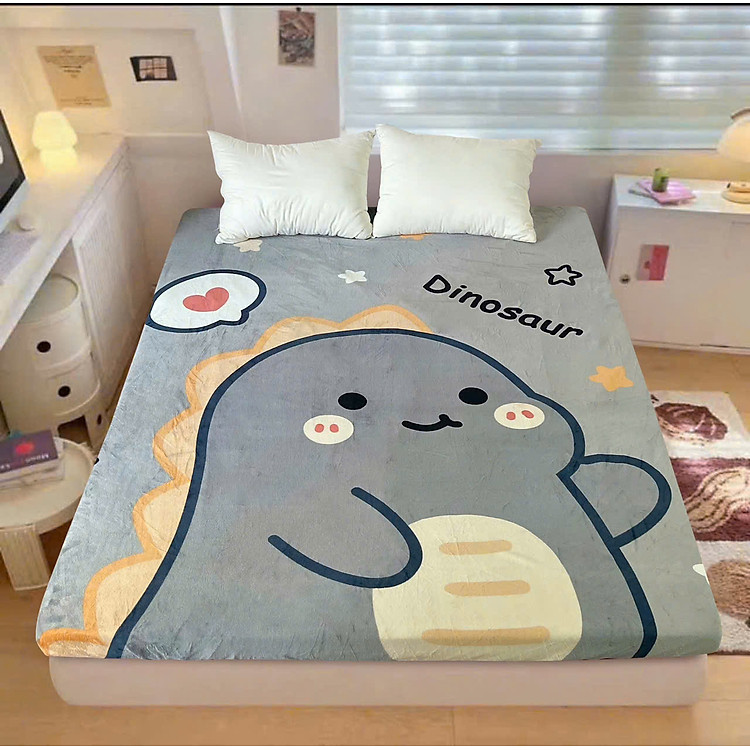 Ga giường nỉ nhung 5D không vỏ gối LIDACO hoạ tiết hoạt hình ngộ nghĩnh siêu mềm mịn ấm áp