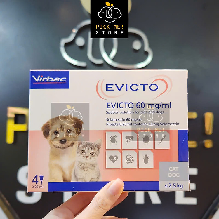 Virbac - Nhỏ Gáy EVICTO Trị Ve Rận, Bọ Chét, Ghẻ Tai, Phòng Ngừa Nội Ngoại Ký Sinh cho Chó Mèo