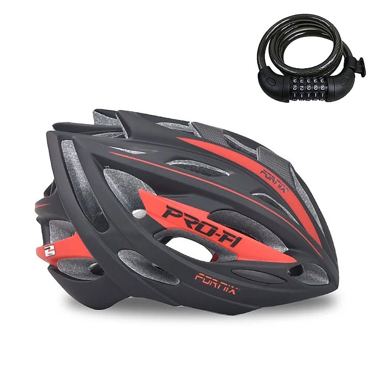 Combo Nón bảo hiểm xe đạp Fornix A02N050 + Khóa Mật Mã 5 Số - Hàng Chính Hãng