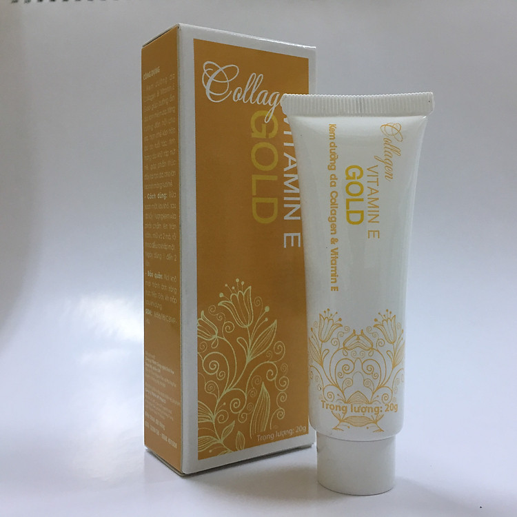 Dưỡng da sáng hồng, mờ thâm nám, giảm nếp nhăn- Kem bôi dưỡng trắng đẹp da- Collagen & Vitamin E Gold giúp làn da luôn tươi trẻ, hàng chính hãng, tặng kèm bọt biển rửa mặt, tuýp 20g