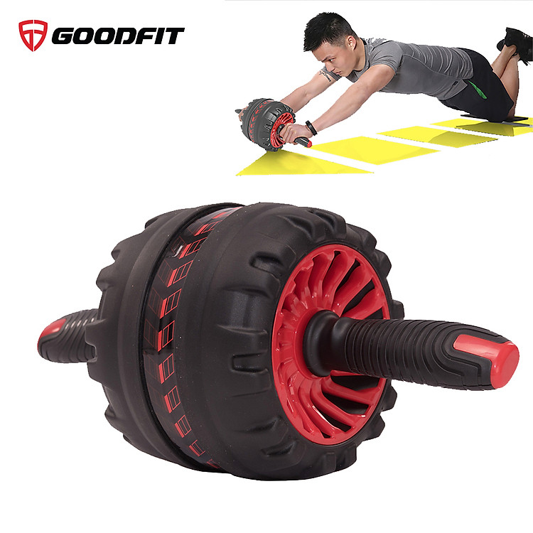 Con lăn tập bụng, con lăn tập cơ bụng trợ lực lò xo GoodFit chịu tải 200kg, hỗ trợ tập gym, tập thể dục tại nhà Goodfit GF600AB