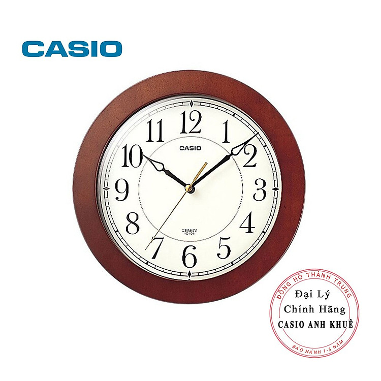 Đồng Hồ Treo Tường Casio IQ-126-5DF Vỏ Gỗ, Kim Trôi Im Lặng