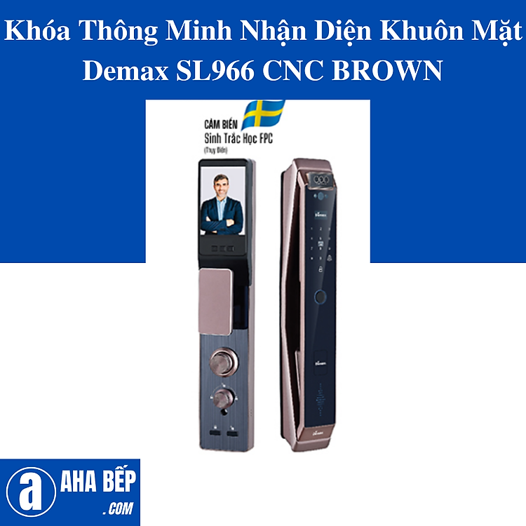 Khóa Thông Minh Nhận Diện Khuôn Mặt Demax SL966 CNC BROWN. Hàng Chính Hãng