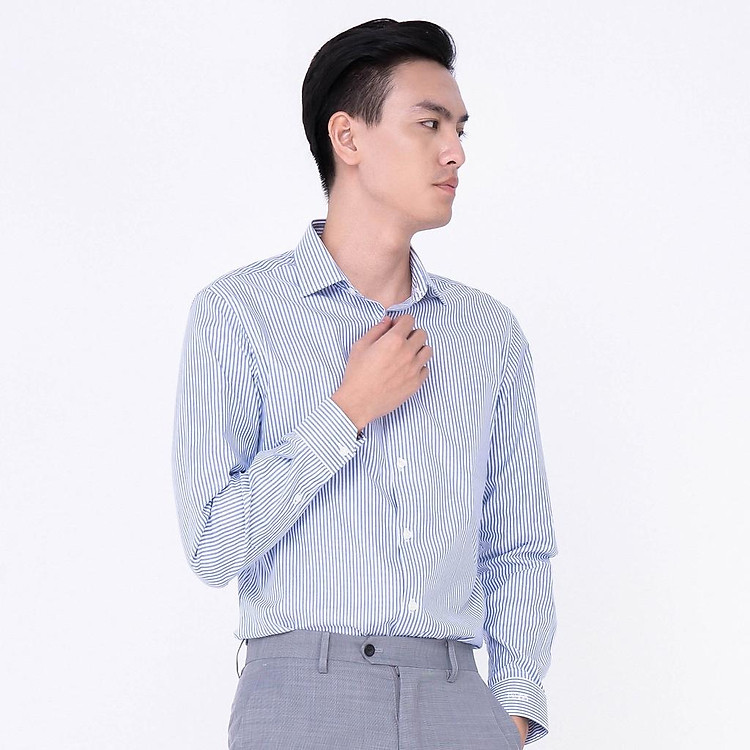 Áo sơ mi nam kẻ sọc xanh SIXDO
