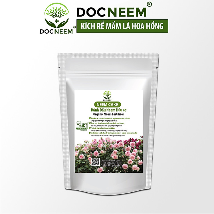 Neem Cake DOCNEEM bánh dầu neem hữu cơ trị sùng đất, cuốn chiếu, ốc sên, kích rễ hoa hồng, phong lan khu vườn, túi 1kg