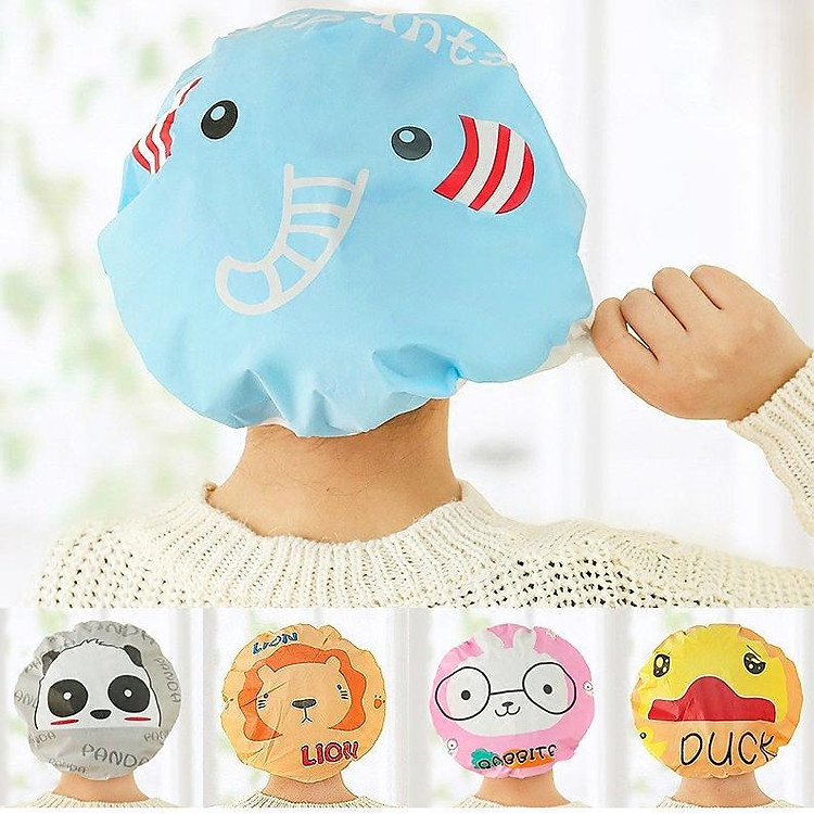 Mũ tắm trùm tóc hình Cute (Màu ngẫu nhiên)