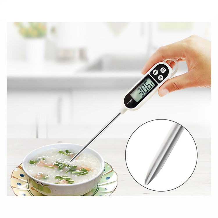 Que Nhiệt Kế Điện Tử Đo Nhiệt Độ Nấu Ăn Pha Sữa Thức Ăn, Thức Uống, Thịt, Cá TP300
