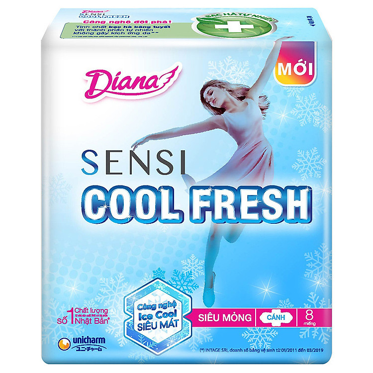 Băng Vệ Sinh Diana Siêu Thấm Cool Fresh Siêu Mỏng Cánh 08-1704