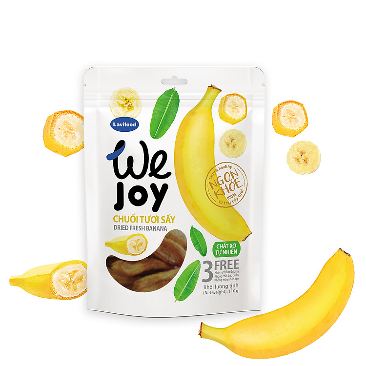 Chuối Tươi Sấy Không Thêm Đường, 100% Trái Cây Tự Nhiên - We Joy (60gram)