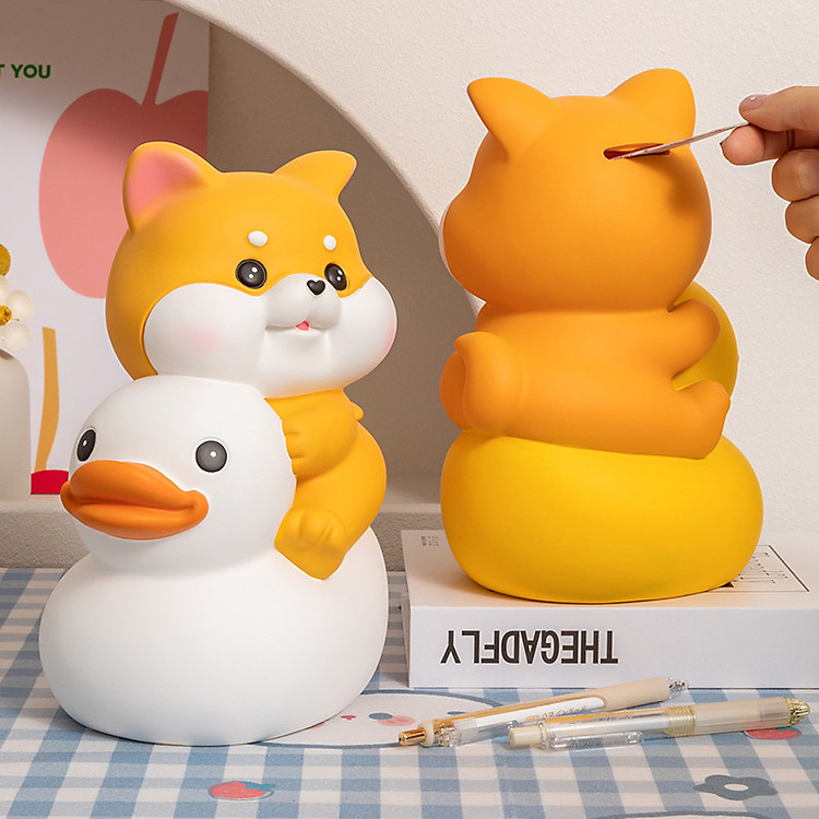 Ống Tiết Kiệm Chó Corgi Cưỡi Vịt (18cm) - Ảnh 2