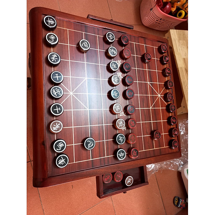 Bộ bàn cờ tướng gỗ hương có ngăn kéo Chính hãng Giá rẻ - Hình ảnh 3