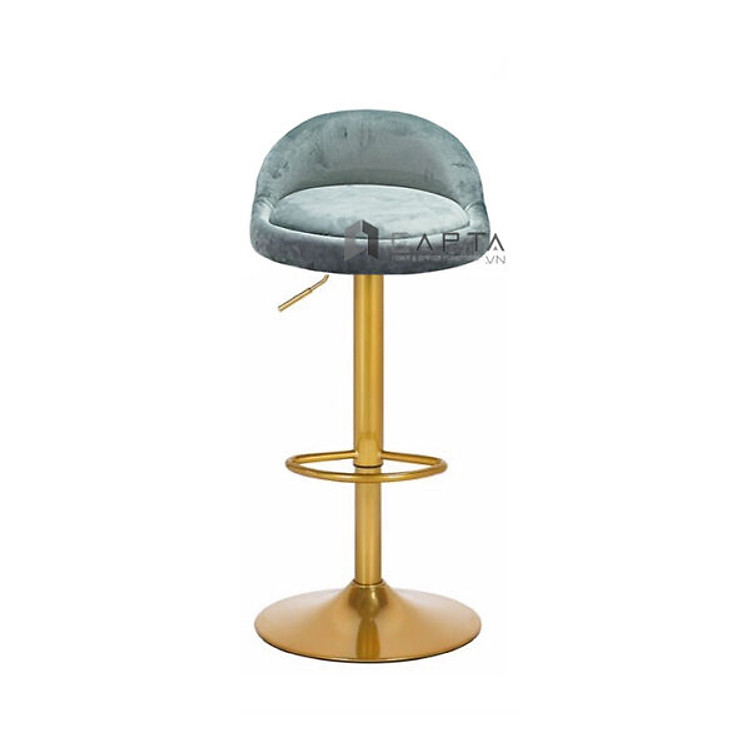 Ghế ngồi quầy bar nệm vải nhung chân thép mạ màu vàng gold giá rẻ CB2258B-F Nội thất Capta hcm