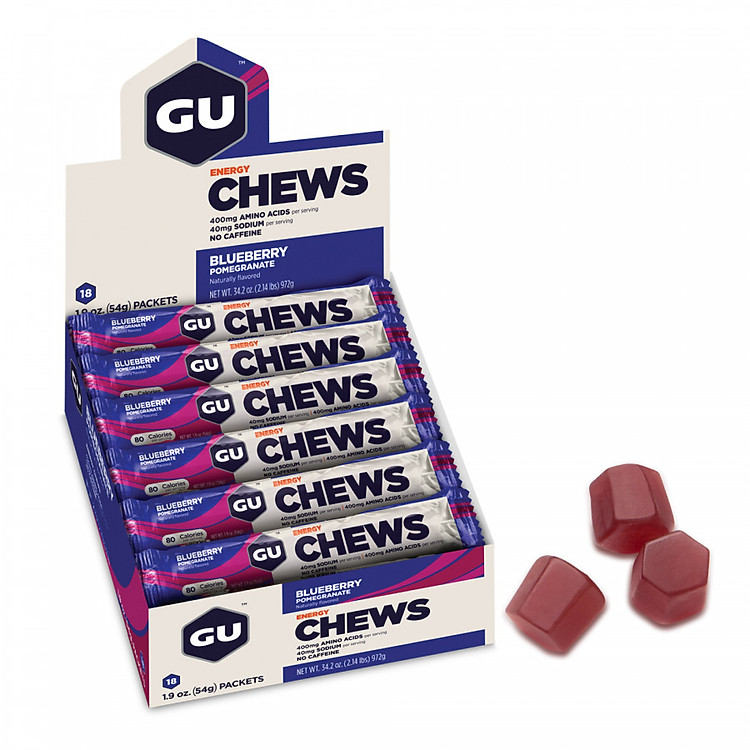 Kẹo Nhai Năng Lượng GU Energy Chews Vị Lựu Việt Quất - (18 Gói / Hộp)