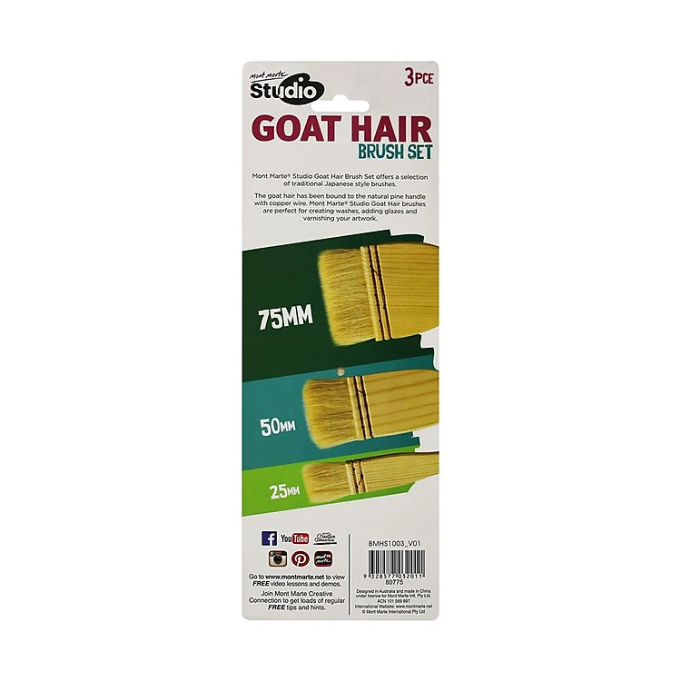 Bộ Cọ Bản Lông Dê Mont Marte (3 chiếc) - Ảnh 2