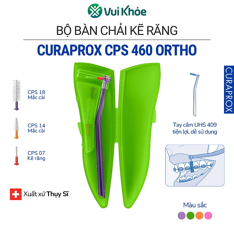 Bộ bàn chải kẽ răng cho răng niềng Curaprox CPS 460 Ortho Pocket Set | Mã SP 73302529