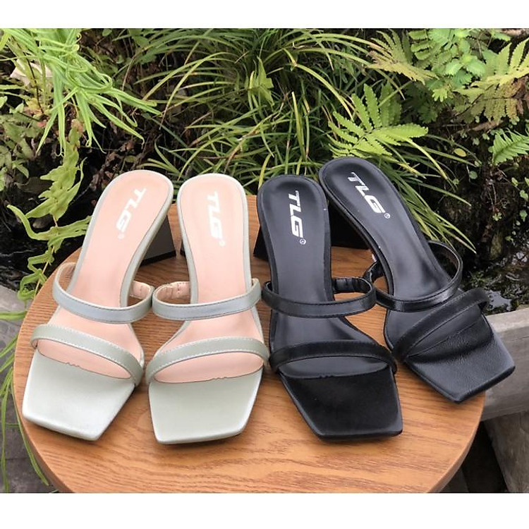 guốc nữ gót vuông quai da siêu dễ thương 21333