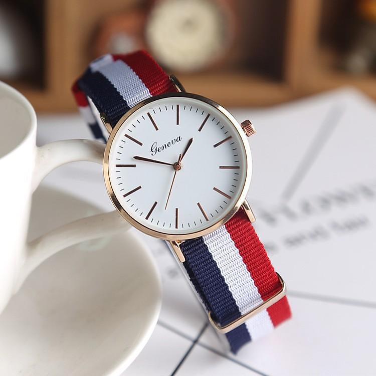 Đồng hồ Nam Nữ mặt tròn dây dù trẻ trung