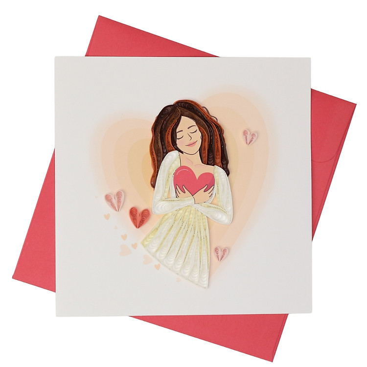 Thiệp giấy xoắn nghệ thuật tình yêu valentine - chủ đề simple love - size 15x15cm và 10x10cm