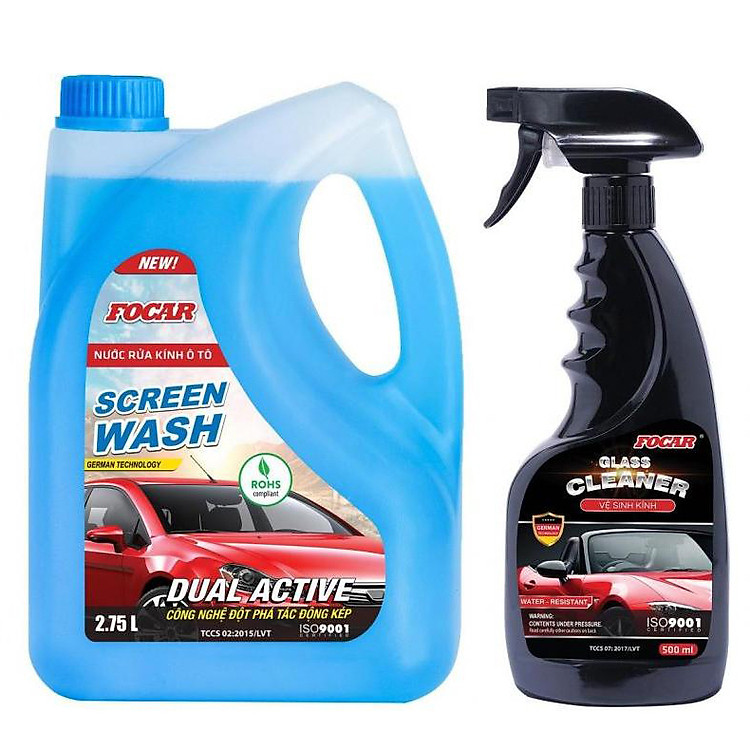 Bộ Chăm Sóc Kính Ô Tô Focar (Nước Rửa Kính + Vệ Sinh Chống Bám Nước Kính + Khăn Lau Đa Năng)