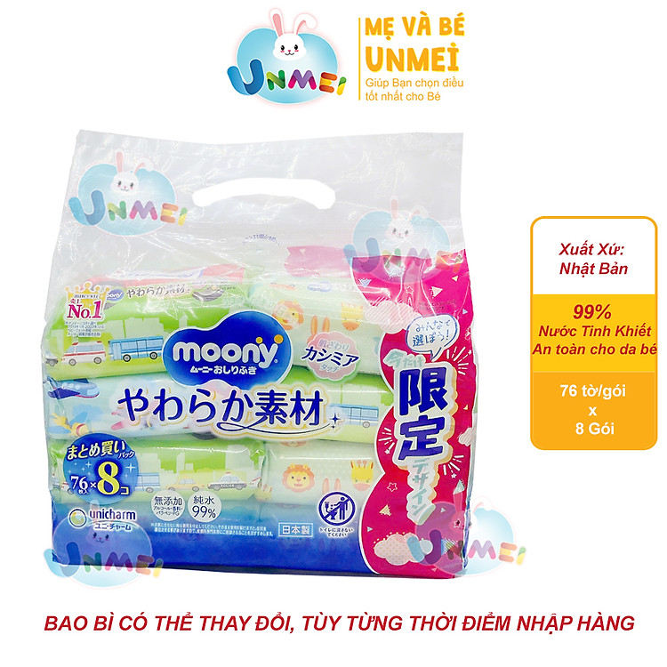 Set 8 Gói Khăn Ướt Moony An Toàn Đảm bảo Giá tốt