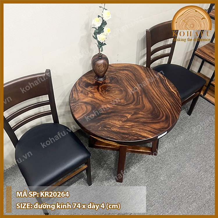 Mặt Bàn Tròn Gỗ Me Tây KOHAFU Đường Kính 74cm - HÀNG TUYỂN CHỌN CÓ SẴN Y HÌNH