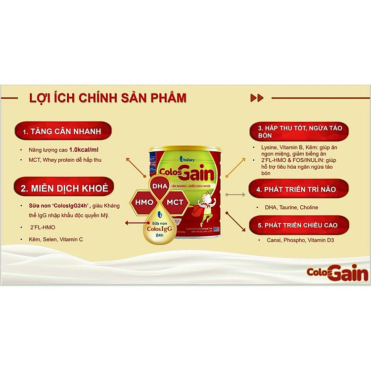 Sữa bột Vitadairy Colos Gain 1+ 800g Giá tốt - Hình ảnh 5