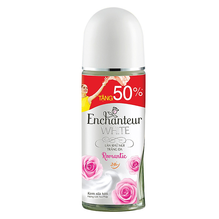 Lăn Khử Mùi Trắng Da Toàn Thân Enchanteur Romantic (50ml) - Tặng 50% Dung Tích