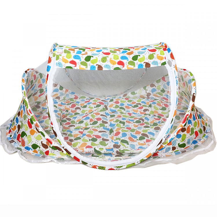 Mùng Màn Chụp Cho Bé Sơ Sinh Kèm Nệm Gối - Họa Tiết Chim