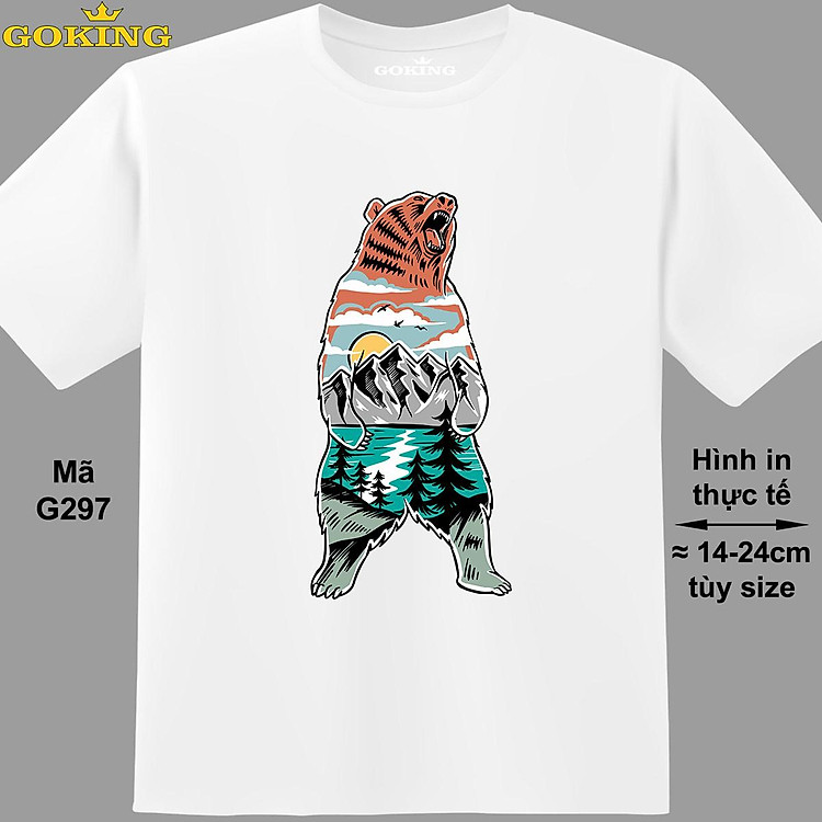 BEAR, mã G297. Áo thun in đẹp cho nam nữ, cặp đôi. Áo phông Goking hàng hiệu cao cấp