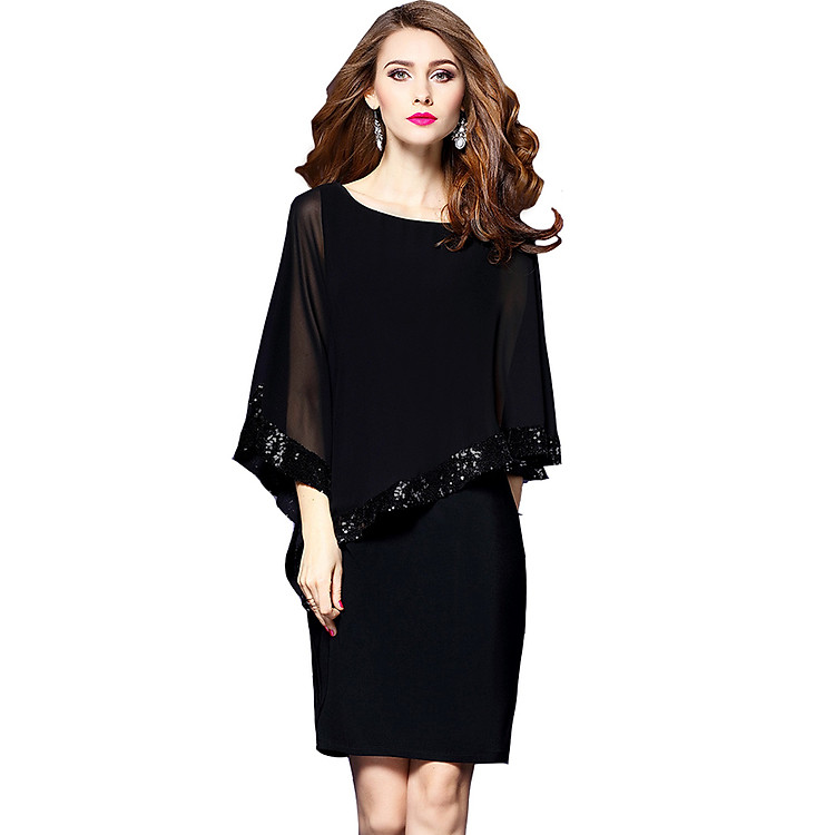 Đầm ôm phối cổ cách điệu D373