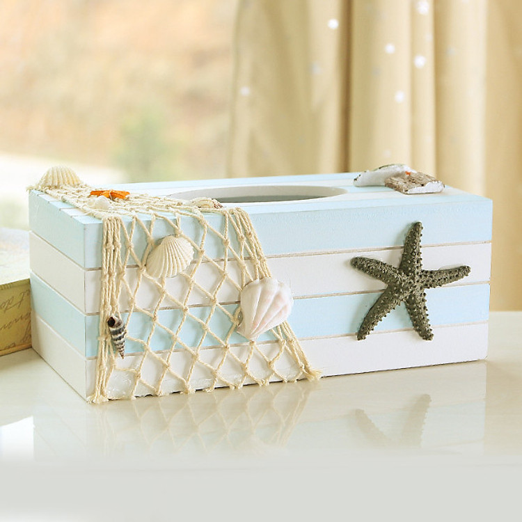 Hộp đựng khăn giấy bằng gỗ phong cách Địa Trung Hải - MA17031B