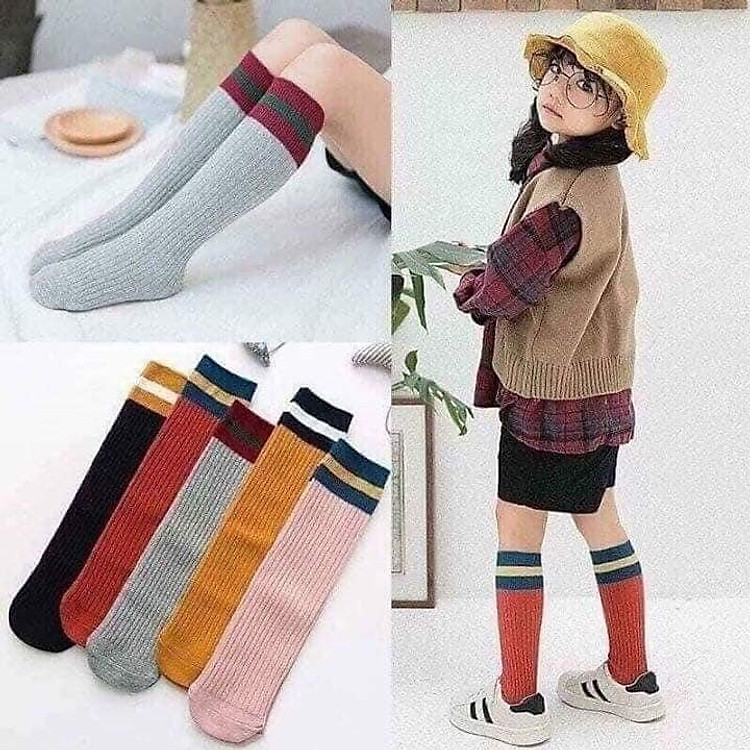 COMBO 5 ĐÔI TẤT LEN GÂN CỔ CAO TỚI GỐI (GIẢ BỐT) CHO BÉ