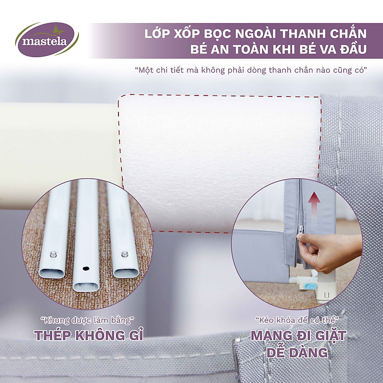 Thanh chắn giường cho bé 4BABIES Chính hãng Ưu đãi - Hình ảnh 4