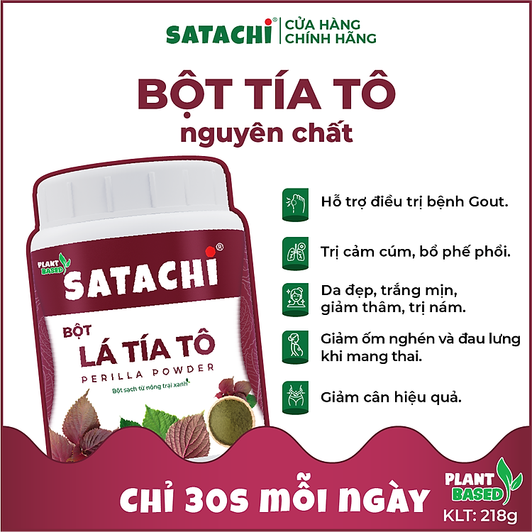 Bột Tía Tô Nguyên Chất SATACHI – 100% Lá Tía Tô – Hộp 68g & 218g