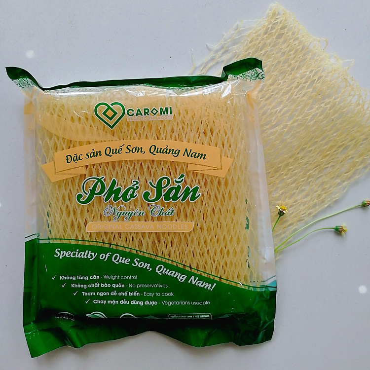 Phở sắn Nguyên chất, Đặc sản, túi 400g , Thực phẩm sạch tự nhiên, không cholesterol, tốt cho bệnh nhân tiểu đường - Thương hiệu Caromi, Hàng chính hãng