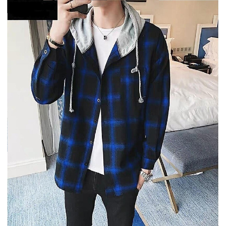 Áo Sơmi Sọc Caro Cao Cấp Có Nón