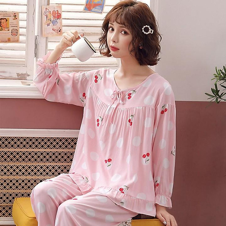 Đồ ngủ tiểu thư cao cấp bộ ngủ nữ tay dài quần dài